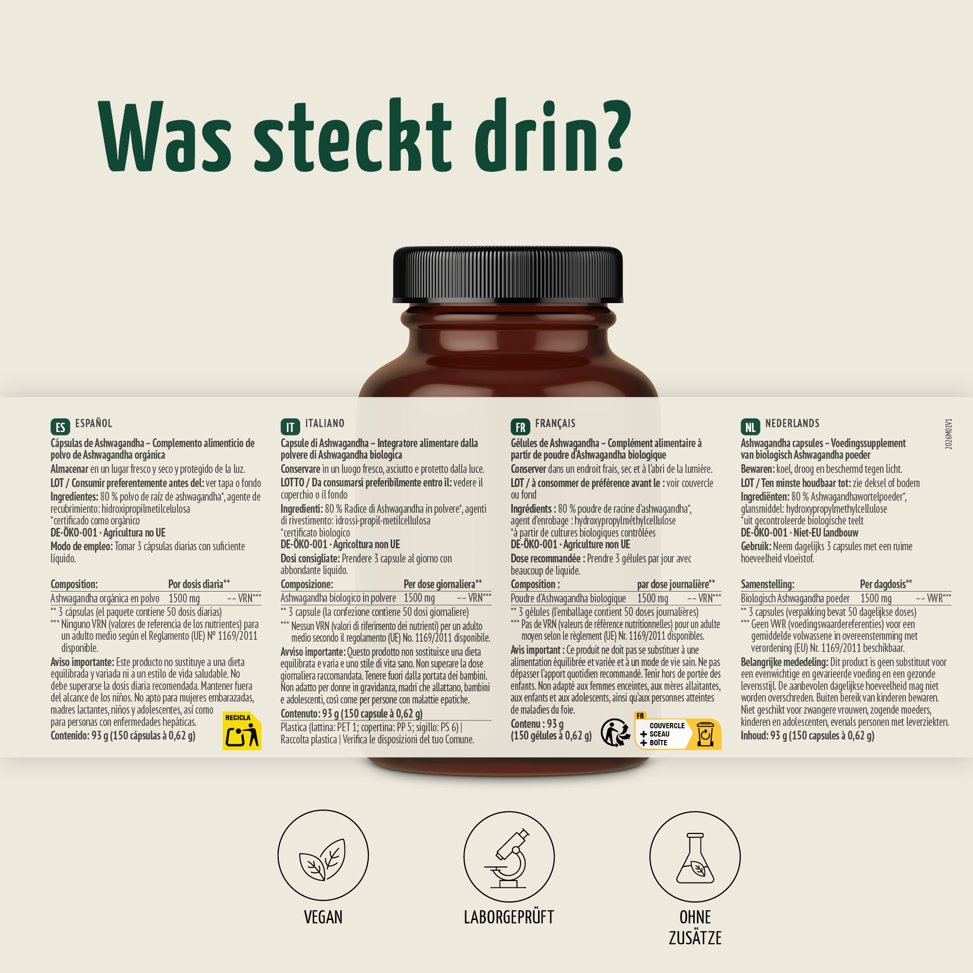 Bio Ashwagandha Kapseln (150 Kapseln)