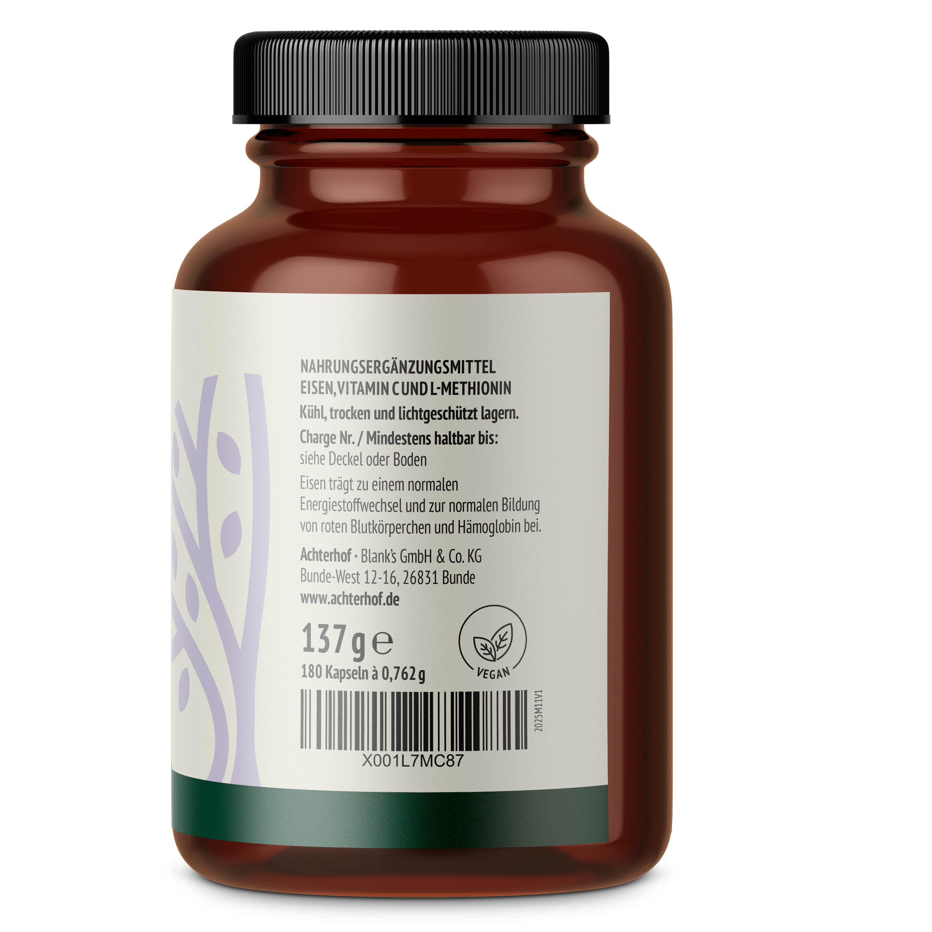 Eisen + Vitamin C Kapseln (180 Kapseln)