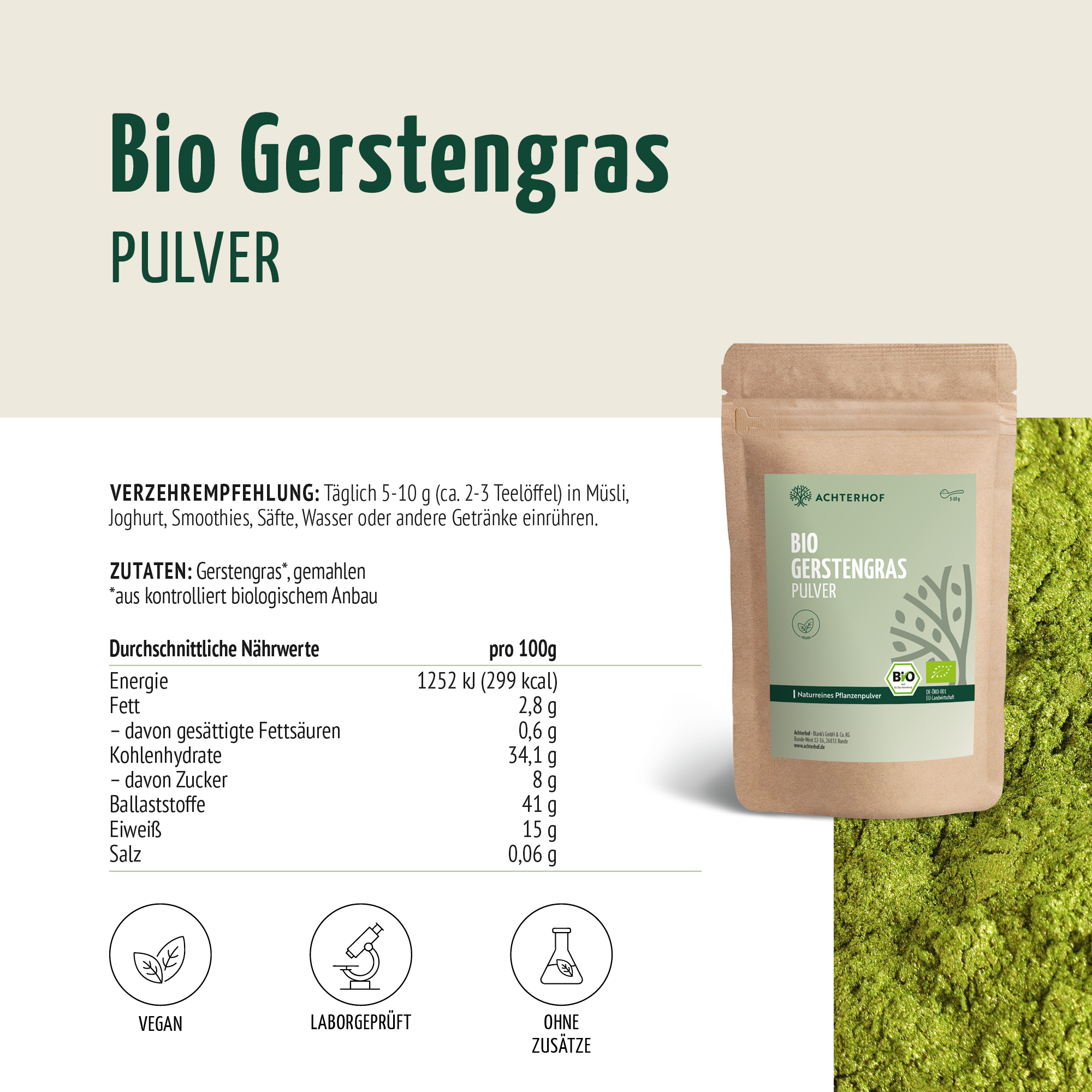 Bio Gerstengras Pulver (1000g)
