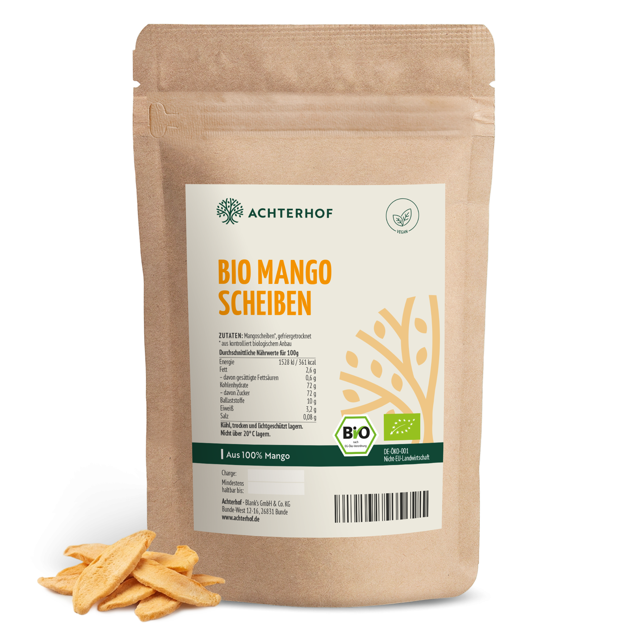 Bio Mangoscheiben gefriergetrocknet (100g)