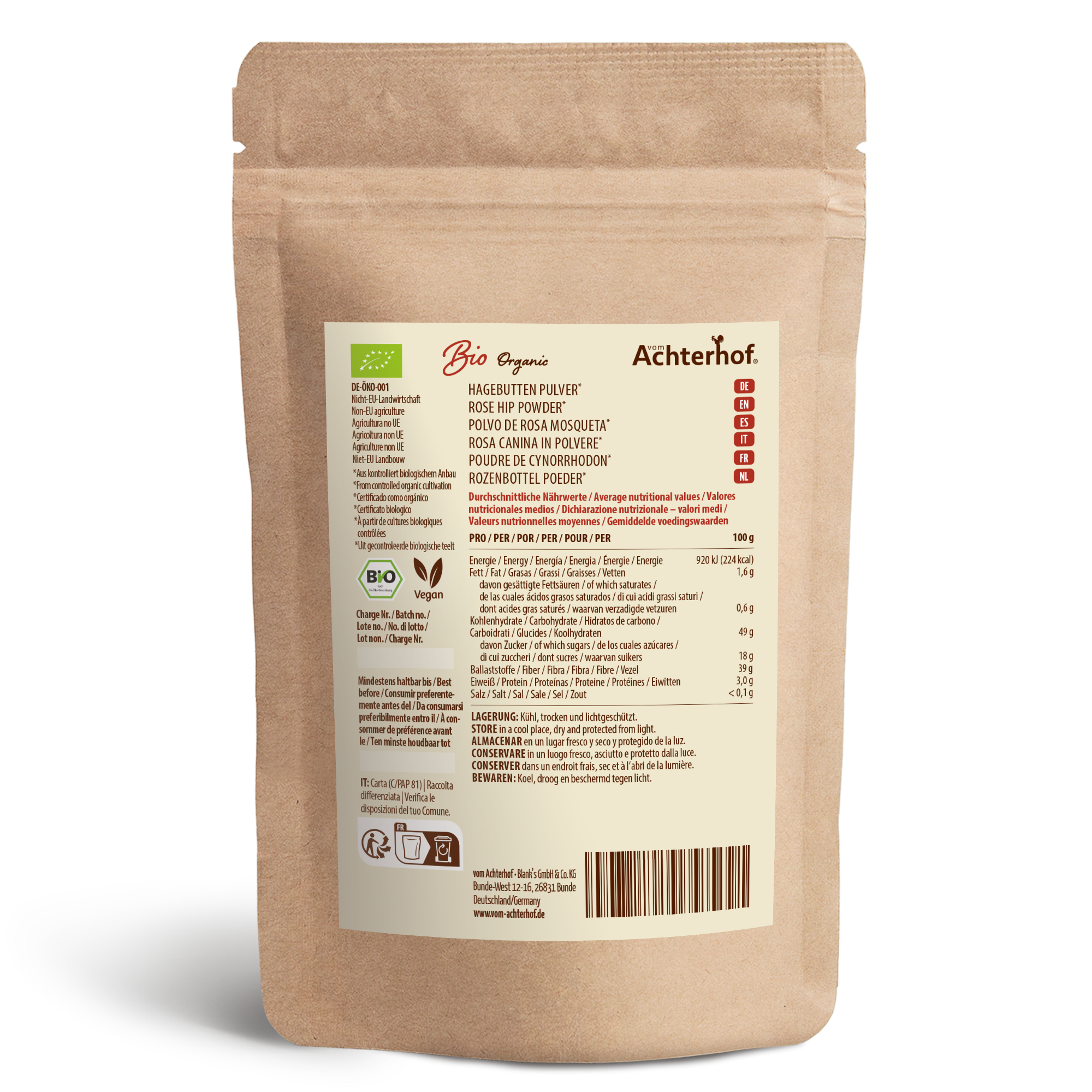 Bio Hagebutten Pulver (500g)