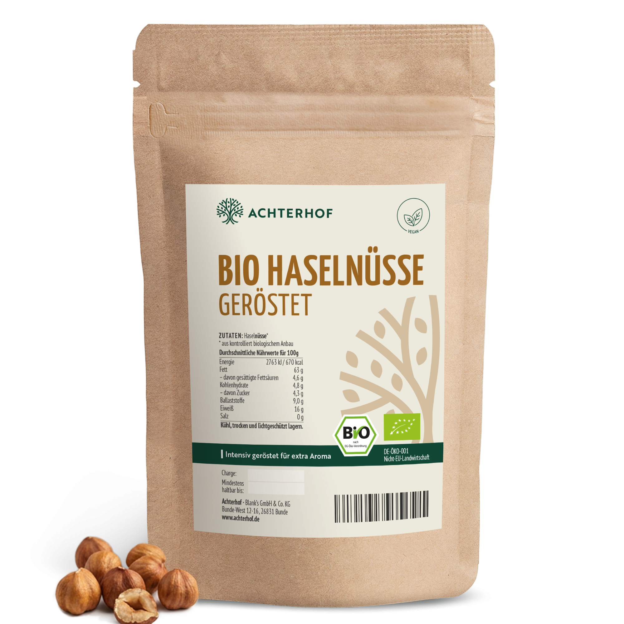 Bio Haselnüsse geröstet (1000g)