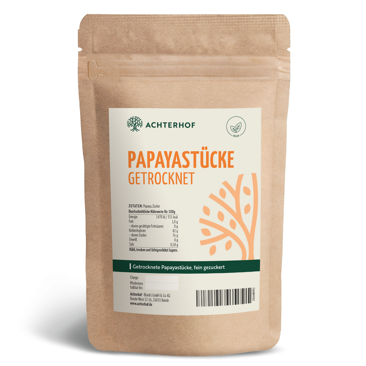 Papayastücke getrocknet & gezuckert (250g)